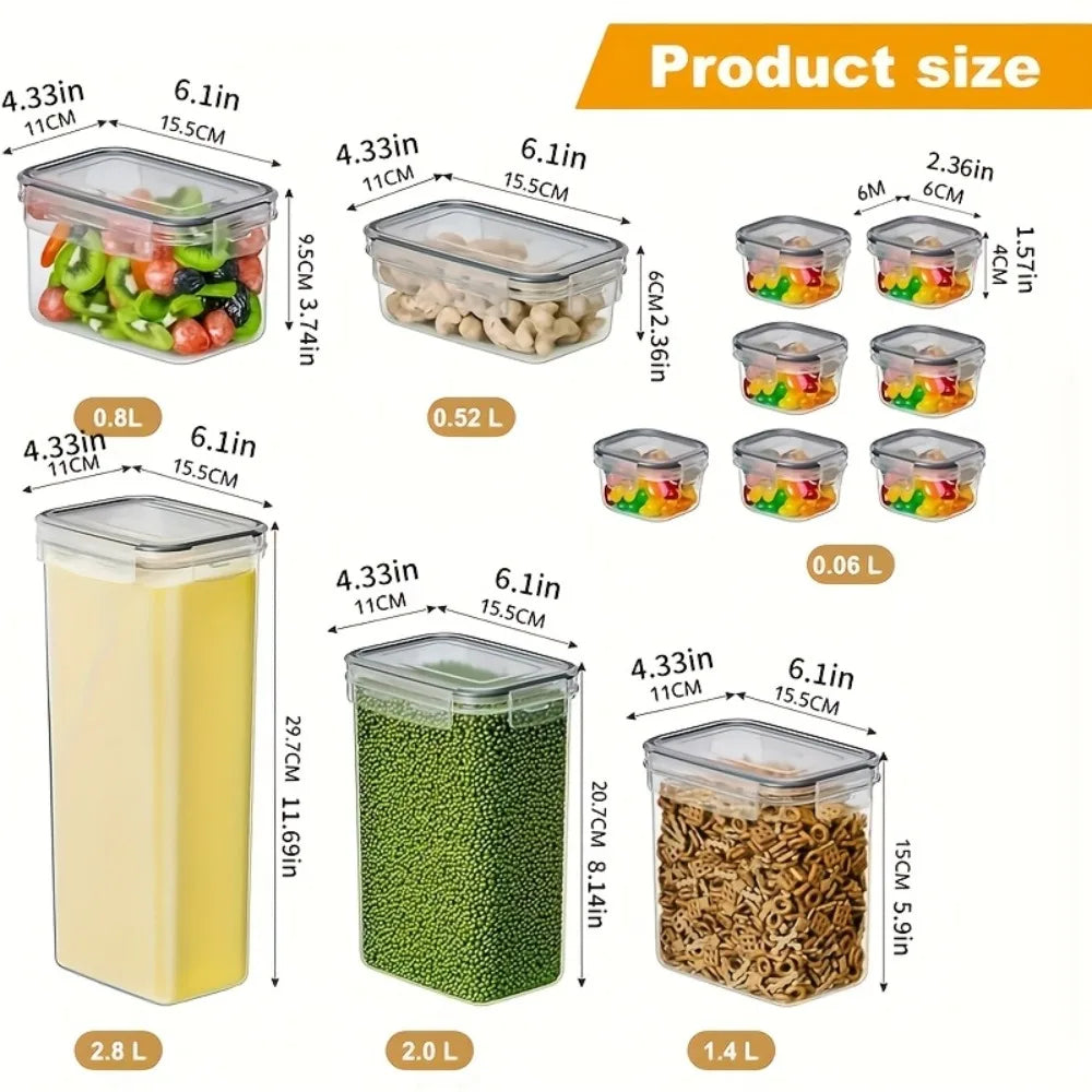 12 قطعة من حاويات الطعام محكمة الإغلاق خالية من مادة BPA – آمنة للغسل في غسالة الأطباق لتخزين المواد الجافة مثل الدقيق والسكر والمعكرونة ومنظمات المطبخ