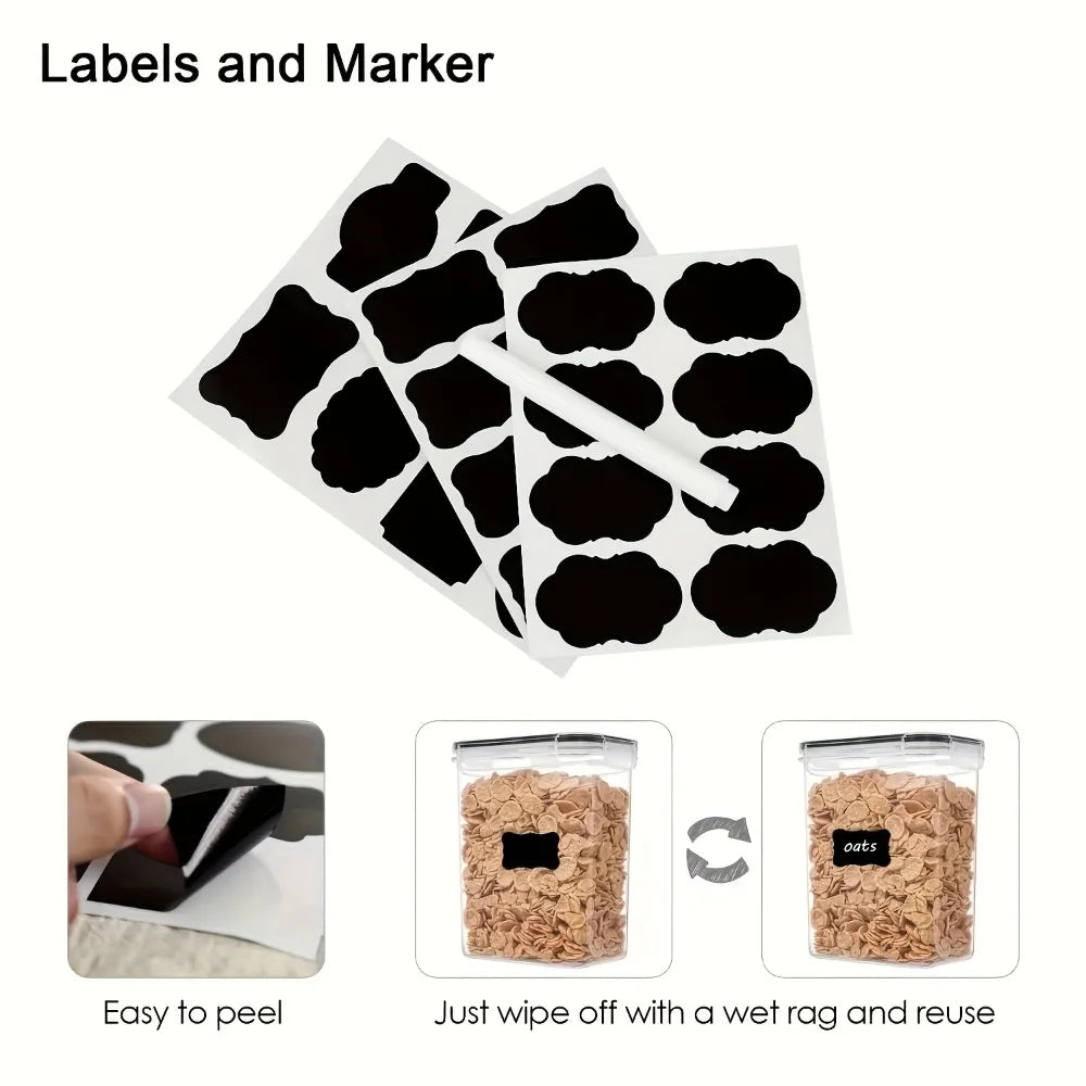 12 قطعة من حاويات الطعام محكمة الإغلاق خالية من مادة BPA – آمنة للغسل في غسالة الأطباق لتخزين المواد الجافة مثل الدقيق والسكر والمعكرونة ومنظمات المطبخ